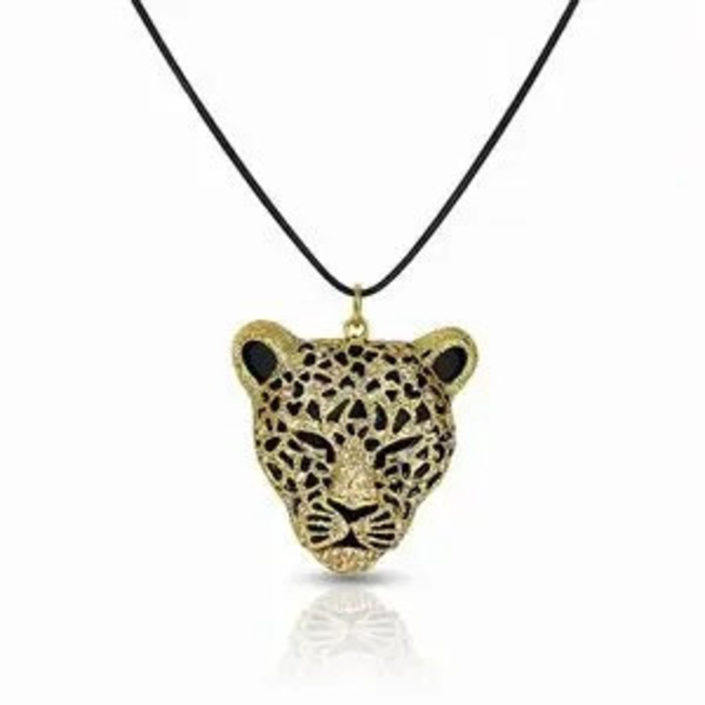 Chic Gold and Black Panther Pendant Necklace